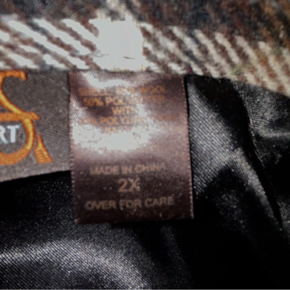 Ashley Stewart Women's Plaid Wool Blend Lined Pea Coat With Belt, Size 2X - Picture 9 of 11